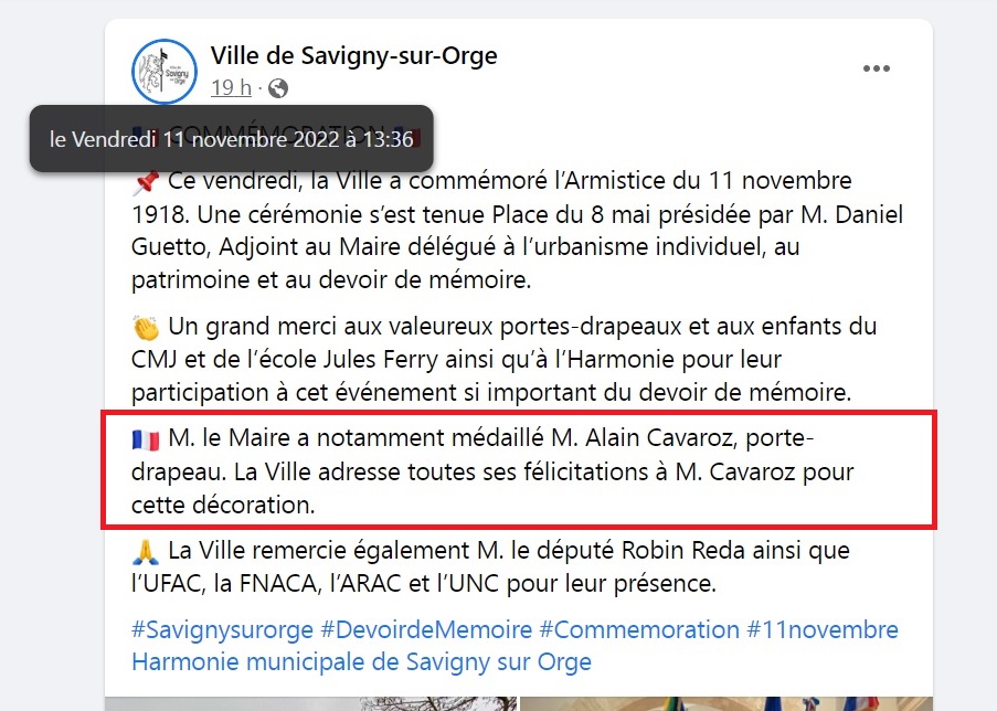 Quand Alexis TEILLET, maire de Savigny-sur-Orge, « médaille » (décore) son&nbsp;mandant…