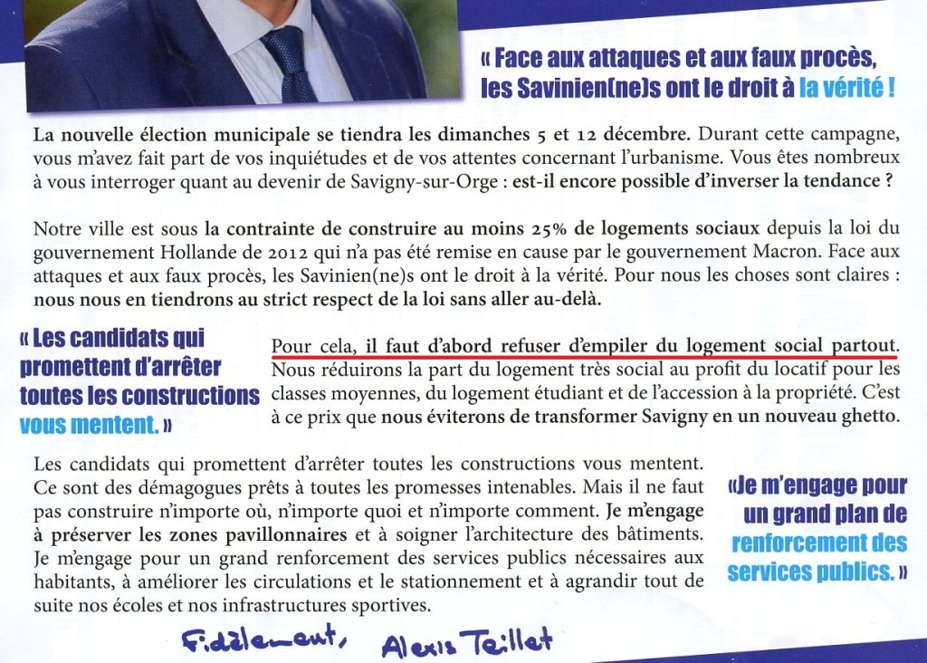 La mixité selon Alexis TEILLET : 80 % de logements sociaux par programme… Il s&rsquo;est bien foutu de la gueule des Saviniens&nbsp;!