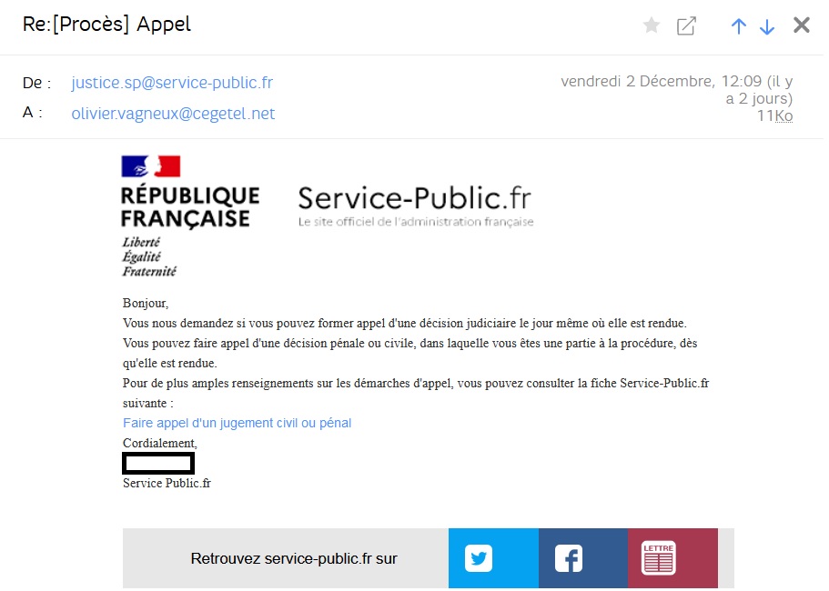 Droit pénal : il est possible de faire appel le jour du prononcé du jugement (contradictoire)