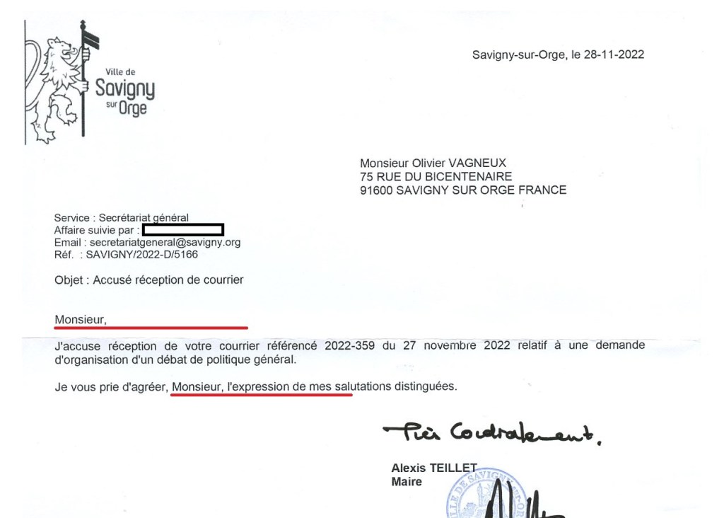 Pour l&rsquo;anniversaire du mandat d&rsquo;Alexis TEILLET, Olivier VAGNEUX a demandé l&rsquo;organisation d&rsquo;un débat de politique&nbsp;générale