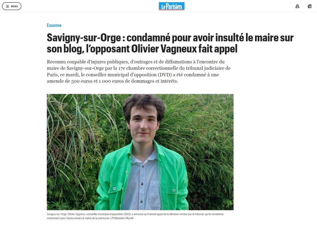 FACT CHECKING : huit corrections à l&rsquo;article du Parisien de l&rsquo;Essonne du 30 novembre 2022 sur ma condamnation (non définitive) pour injures&nbsp;publiques
