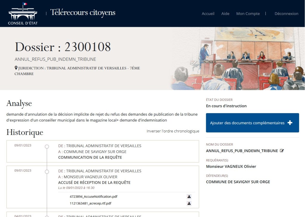 Tribune censurée par Alexis TEILLET dans le magazine municipal, j&rsquo;ai déposé une requête&nbsp;indemnitaire