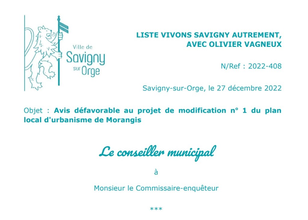 Morangis : formidable influence d&rsquo;Olivier VAGNEUX qui obtient le renoncement de Brigitte VERMILLET à la micro-densification de l&rsquo;OAP 2 (et à la création d&rsquo;un cheminement Nord-Sud sur celui-ci)&nbsp;!