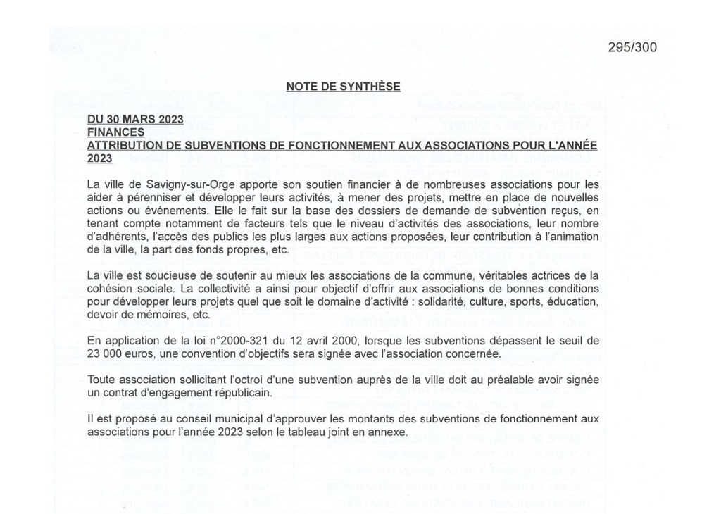 La liste des subventions 2023 aux associations de Savigny-sur-Orge