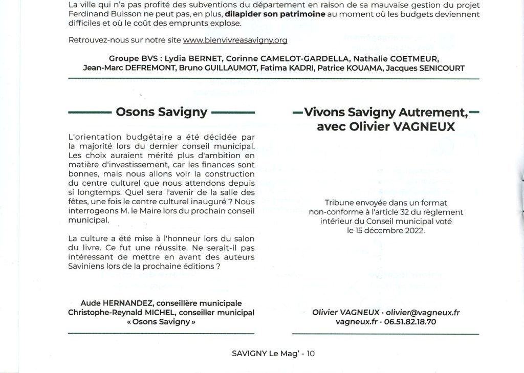 Troisième fois que ma tribune est censurée dans le magazine municipal par ce connard fasciste d&rsquo;Alexis&nbsp;TEILLET…