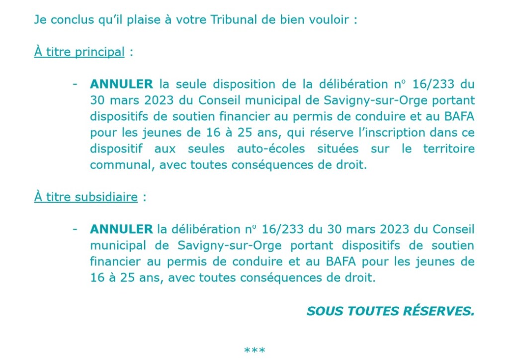 J&rsquo;ai déposé un recours administratif contre la disposition qui limite et réserve le dispositif d&rsquo;aide au financement du permis de conduire aux seules auto-écoles de la&nbsp;Commune