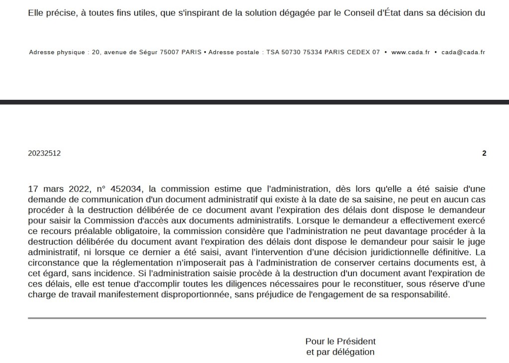 La Commission d&rsquo;accès aux documents administratifs rappelle à Alexis TEILLET qu&rsquo;il ne doit pas détruire les enregistrements des conseils municipaux (et que rien ne s&rsquo;oppose à leur publication à ma demande)&nbsp;!!!