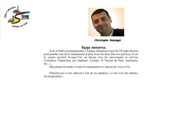 Un futur nouveau diacre sur le secteur pastoral de Savigny-Viry : Christophe&nbsp;SONZOGNI