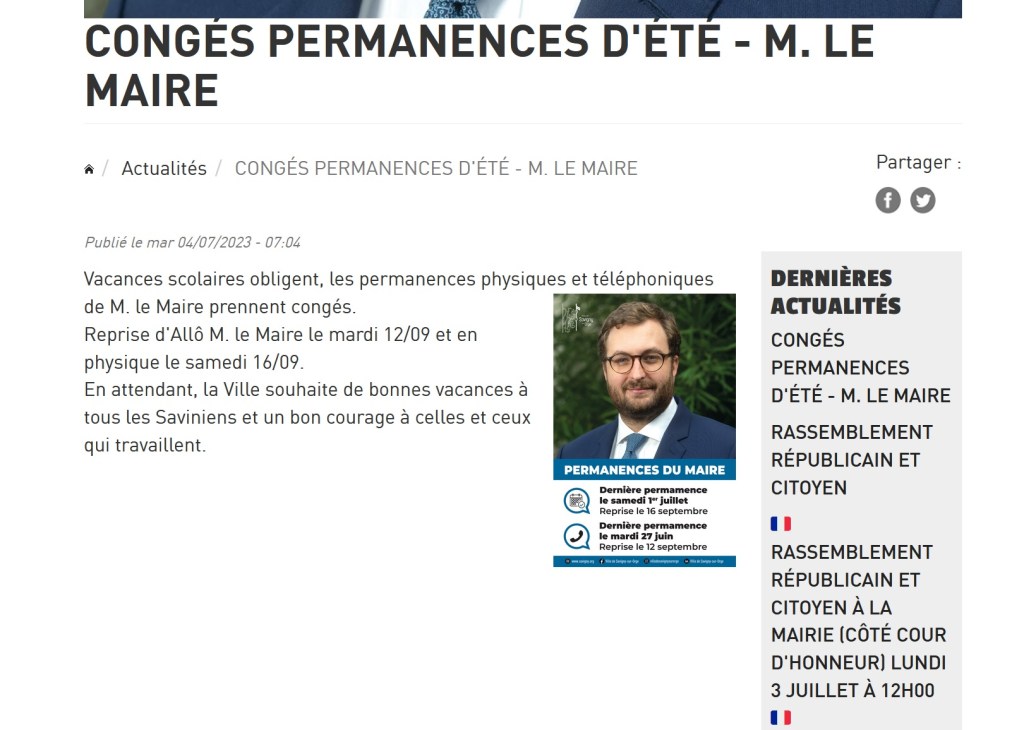 N’embêtez plus Alexis TEILLET, 6 700 euros brut mensuels, avec ces histoires d&rsquo;incendies à Savigny ; il est en congés jusqu&rsquo;au 12 septembre&nbsp;!