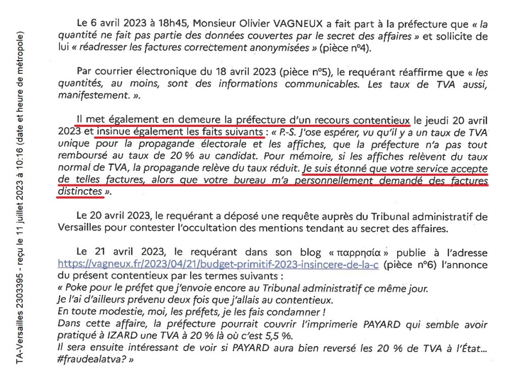 La Préfecture de l&rsquo;Essonne osera-t-elle poursuivre Olivier VAGNEUX en diffamation, alors qu&rsquo;il suggère complicité d&rsquo;escroquerie et discrimination de sa part&nbsp;!?