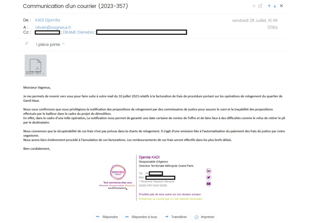 Grand-Vaux : les frais de commissaires de justice (huissiers) pour les propositions de relogement des habitants seront annulés et remboursés&nbsp;!