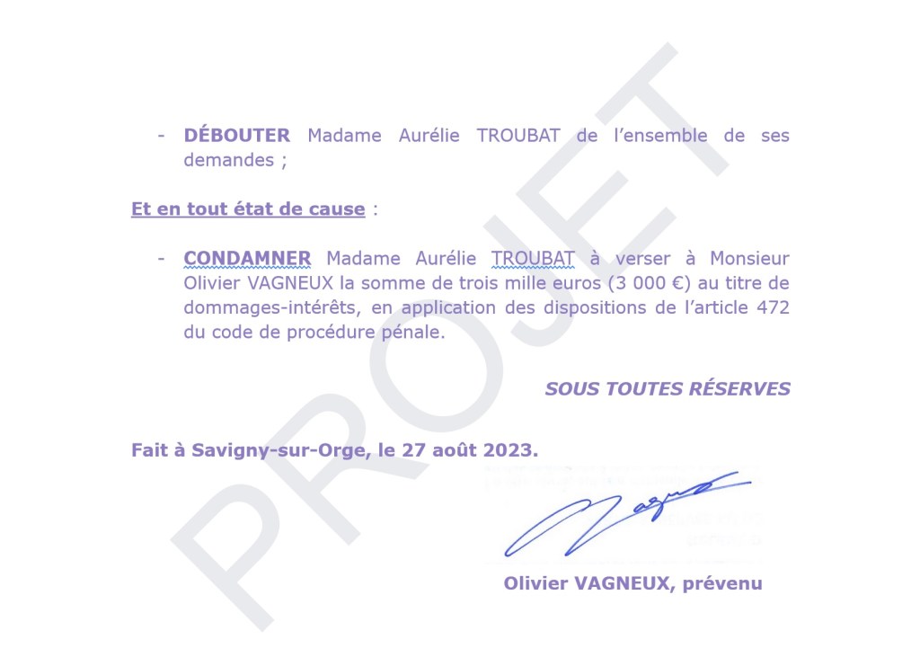 Qui veut venir assister à la purge que je vais infliger à l&rsquo;avocat de la cumularde Aurélie TROUBAT ? Le mardi 12 septembre 2023 au Tribunal judiciare d&rsquo;Évry-Courcouronnes