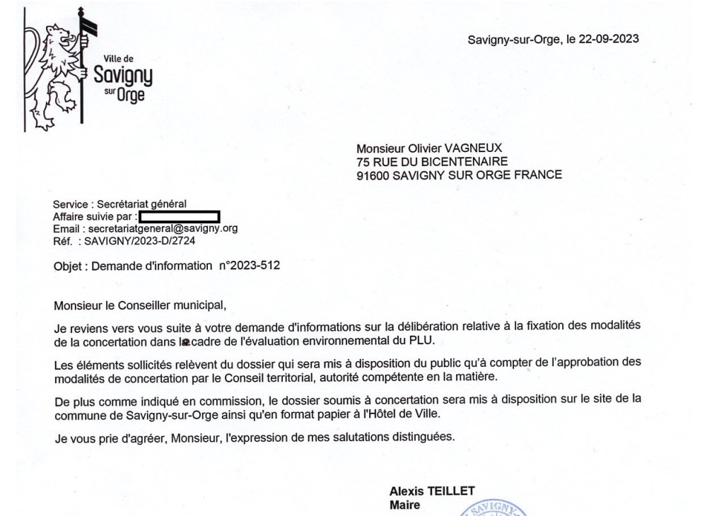 Alexis TEILLET, né avant la honte, demande au Conseil municipal d&rsquo;approuver le principe d&rsquo;une consultation, mais refuse aux élus l&rsquo;accès aux éléments de la consultation (Plan local d&rsquo;urbanisme)