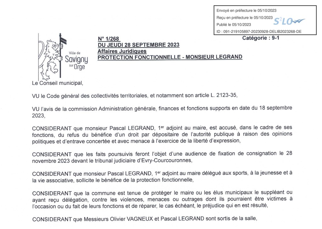 Putain, ils sont super cons ! Ils ont accordé une protection fonctionnelle à Pascal LEGRAND, qui est privée de toute base légale, et qui plus est pour de mauvais motifs&nbsp;!