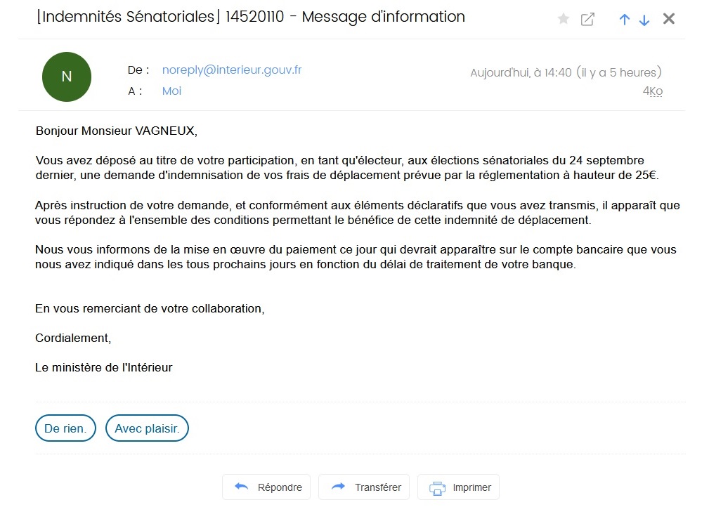 Voilà, j&rsquo;ai ruiné l&rsquo;État avec mon indemnité de déplacement de 25 euros pour les sénatoriales&nbsp;!