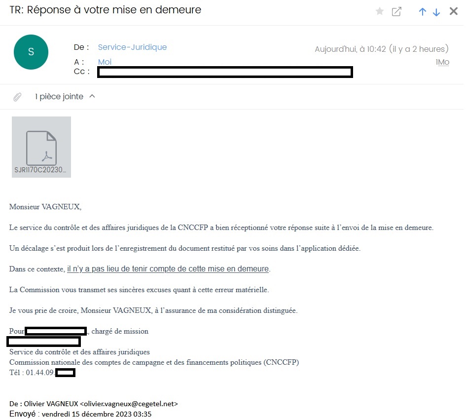 La Commission nationale des comptes de campagne s&rsquo;excuse sincèrement de m&rsquo;avoir mis en demeure (et donc considéré comme un fraudeur)&nbsp;!