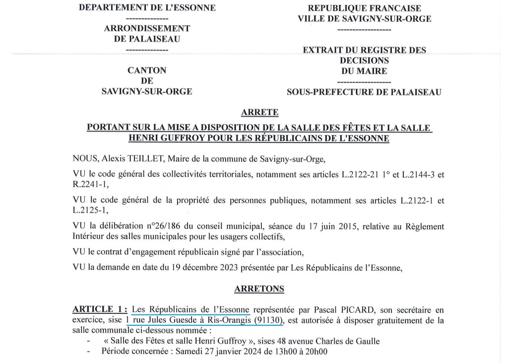 Mdddr. Alexis TEILLET connaît tellement bien son parti Les Républicains de l&rsquo;Essonne, qu&rsquo;il en désigne le siège dans les locaux du journal Le Républicain de l&rsquo;Essonne…
