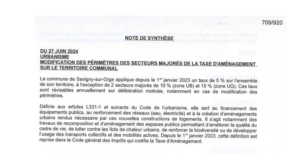 Quelqu’un pour m’expliquer les enjeux de la modification des périmètres des secteurs à taux majorés de taxe d’aménagement à Savigny-sur-Orge ?