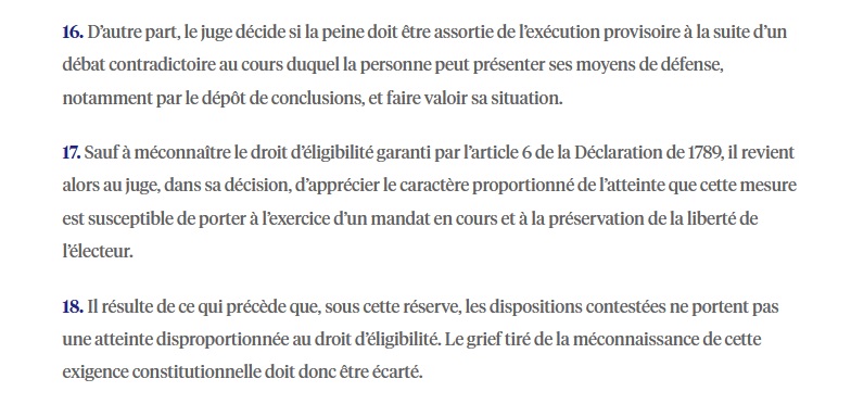 Le Conseil constitutionnel dit l&rsquo;inéligibilité et la démission d&rsquo;office des élus locaux, sur exécution provisoire, conformes à la&nbsp;Constitution