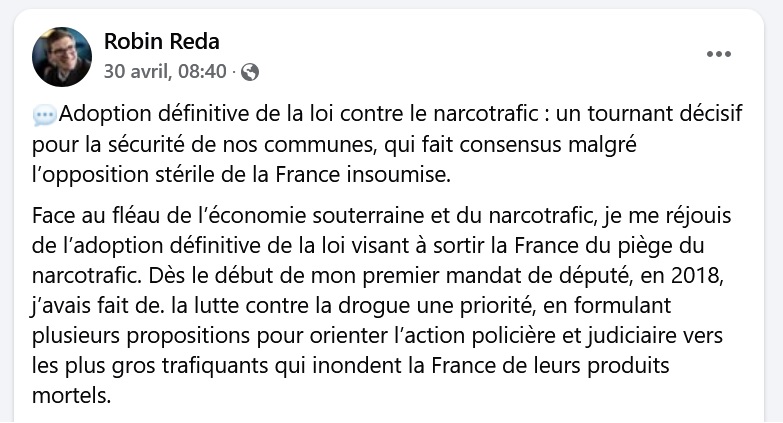 Cannabis : Robin REDA a définitivement perdu toute boussole idéologique…