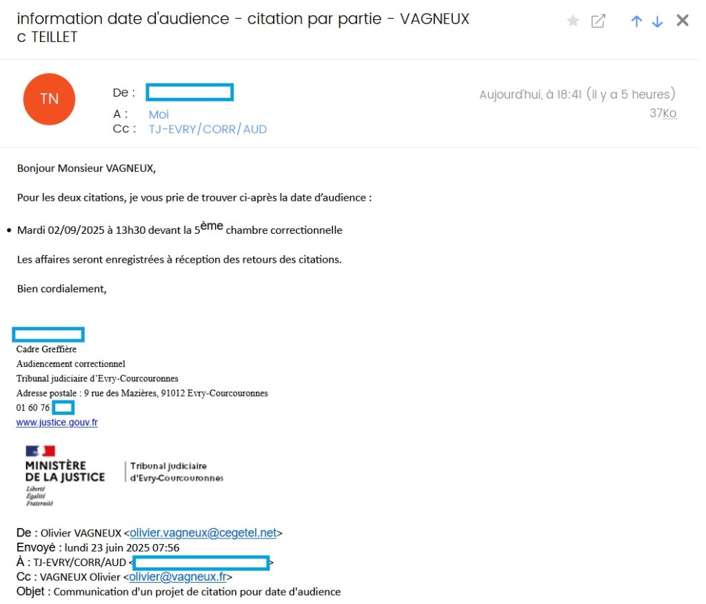 Alexis TEILLET comparaîtra deux fois le 2 septembre 2025&nbsp;!