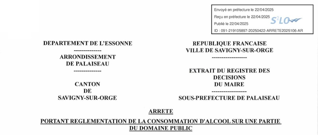 Schizophrénie : la Ville de Savigny-sur-Orge prohibe la consommation d&rsquo;alcool, dont elle fait la publicité dans le même temps…&nbsp;¯\_(ツ)_/¯