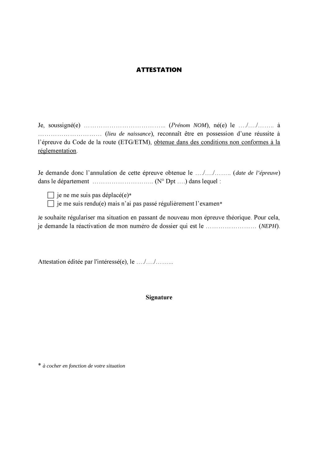 Faut-il signer l&rsquo;attestation de reconnaissance de fraude à l&rsquo;examen du code de la route&nbsp;?
