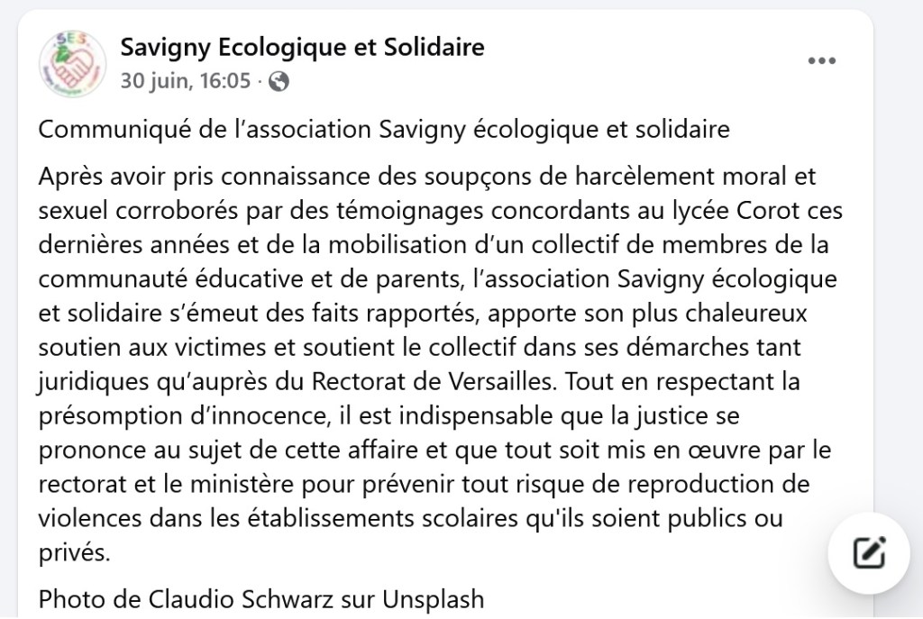 Le climax de la récupération : Savigny, écologique et solidaire qui arrive après la bataille pour se vautrer dans la présomption d&rsquo;innocence