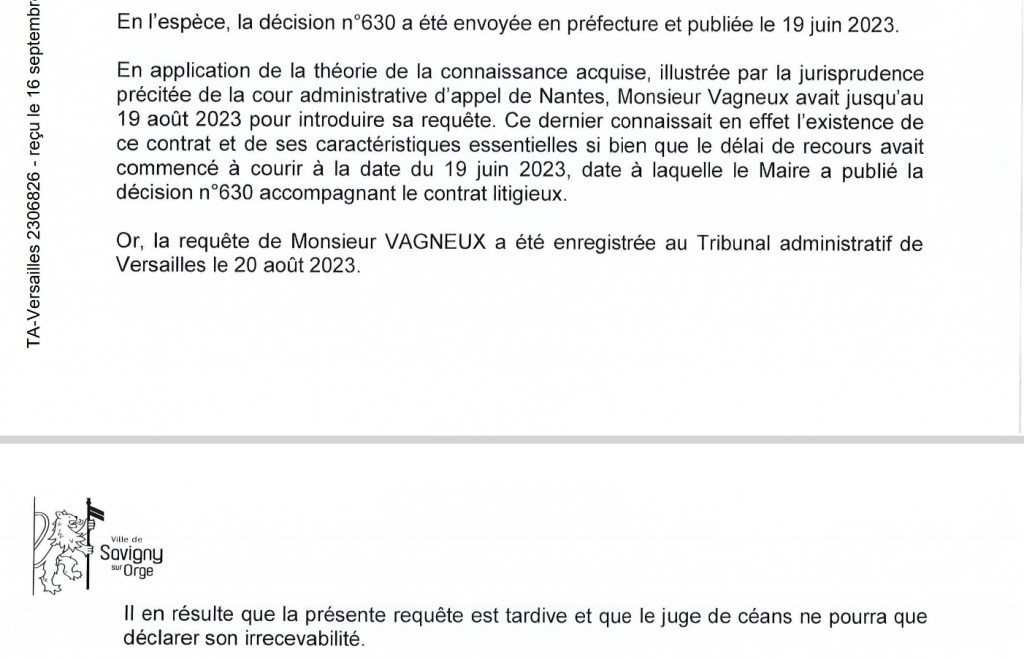 Mort de rire ! Le stagiaire du service juridique de la Commune de Savigny-sur-Orge qui achève les délais de recours un samedi !!!