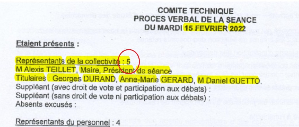 Petite fraude d&rsquo;Alexis TEILLET pour bien (sou)mettre le personnel communal : inventer des représentants de la collectivité pour avoir la majorité dans les comités sociaux du&nbsp;personnel