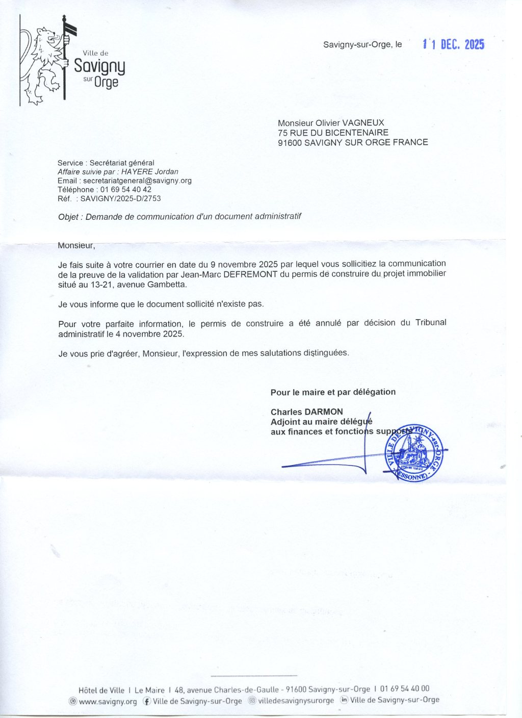 Mais quelle surprise ! Alexis TEILLET a EN-CORE attribué à tort un permis de construire à Jean-Marc&nbsp;DEFRÉMONT