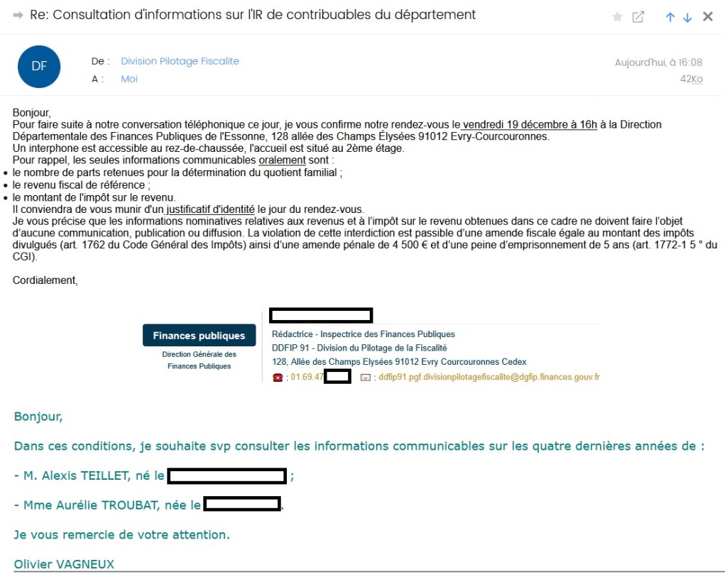 Stalk puissance 10 000 : je vérifierai cet après-midi le revenu fiscal de référence d&rsquo;Aurélie TROUBAT et d&rsquo;Alexis&nbsp;TEILLET