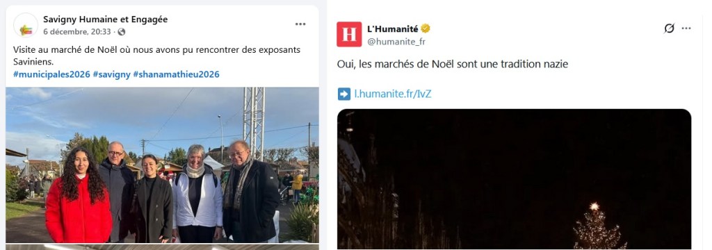 Hi hi hi ! Les marchés de Noël, une tradition nazie, selon L&rsquo;Humanité versus la candidate du PCF Shana MATHIEU au marché de Noël&nbsp;!!!