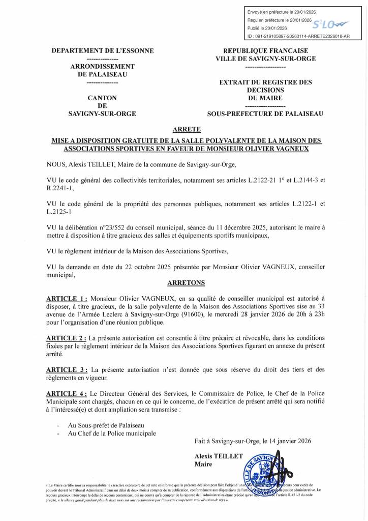 Hé venez tous, on squatte illégalement la maison des associations sportives le mercredi 28 janvier 2026 à 20 heures 00 pour que je vous présente mes vœux de conseiller municipal&nbsp;!!!