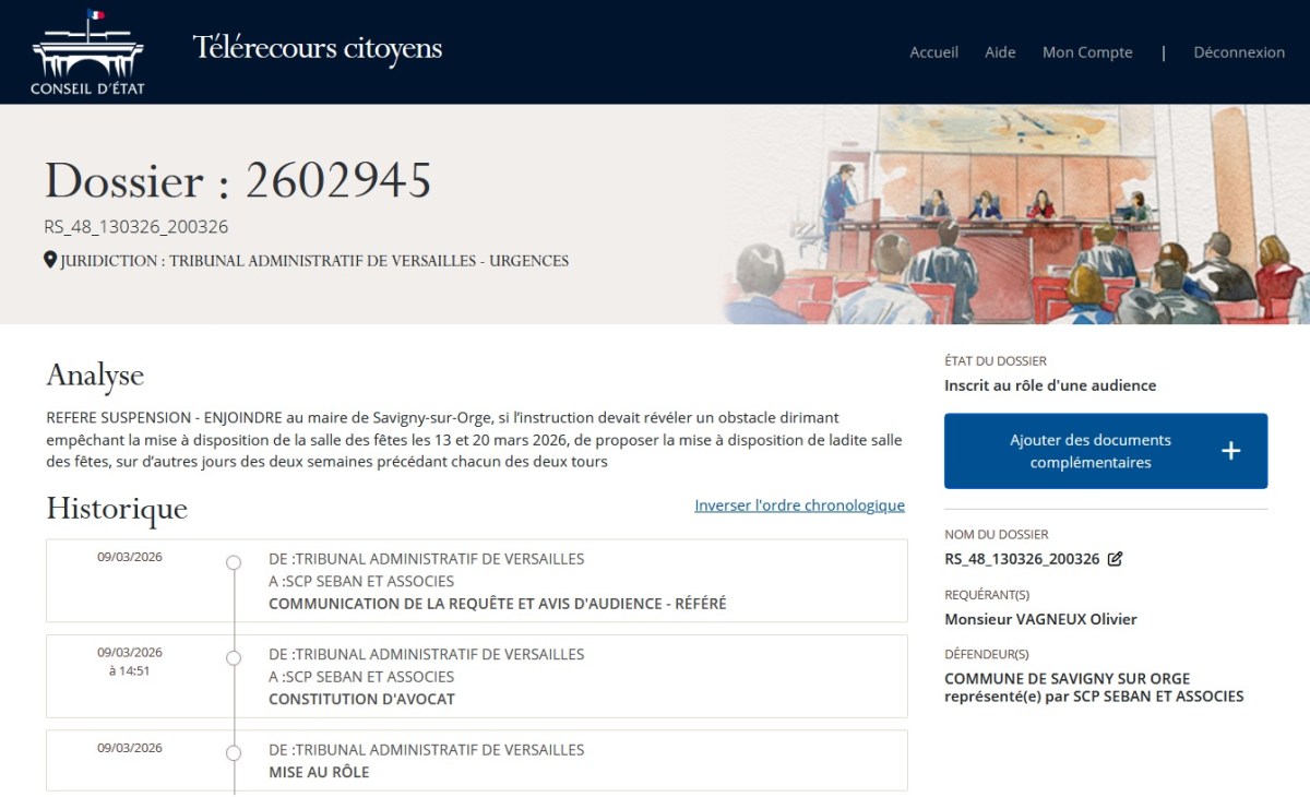 Ah ça y est. Ouin Ouin Alexis TEILLET appelle déjà au secours les avocats de la Commune pour la salle qu&rsquo;il me&nbsp;refuse…