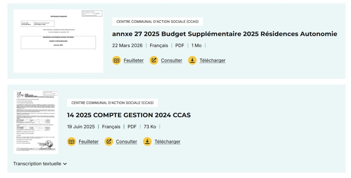 Enfin ! Après dix mois d&rsquo;interruption, le CCAS de Savigny-sur-Orge recommence à publier en ligne ses actes&nbsp;administratifs