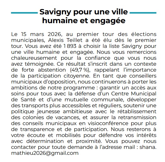 Mdr. Shana MATHIEU s&rsquo;est faite « Olivier VAGNEUXiser » pour sa tribune ; c&rsquo;est dire le souci psychologique de TEILLET avec les tribunes des opposants&nbsp;!