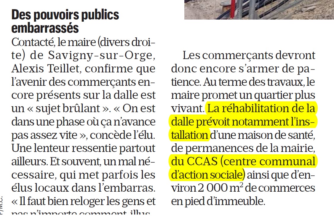 Au détour d&rsquo;un article de presse, l&rsquo;annonce par Alexis TEILLET du déménagement du CCAS de Savigny-sur-Orge à&nbsp;Grand-Vaux