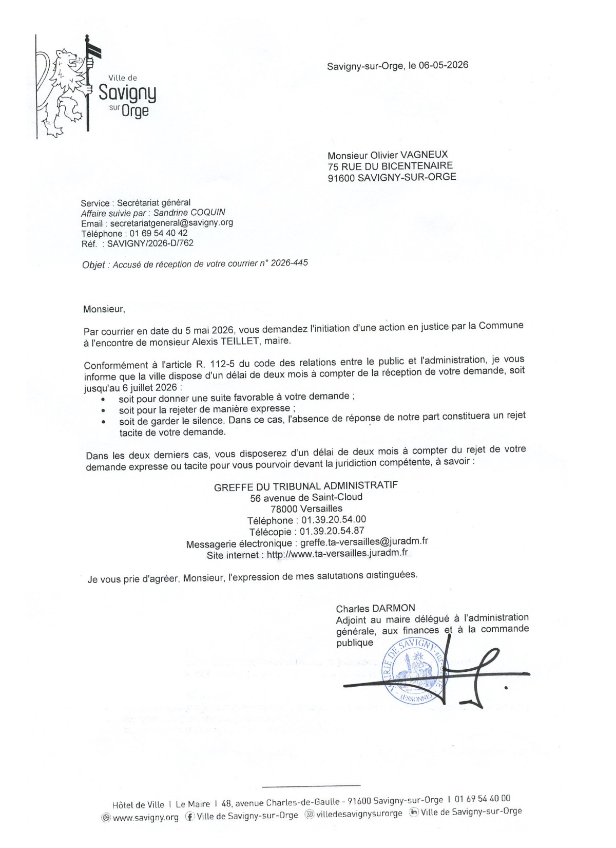 Esprit de Léa LUNA, sors de ces corps : ayé, la Mairie de Savigny-sur-Orge ne sait plus computer le délai de naissance d&rsquo;une décision implicite de rejet&nbsp;¯\_(ツ)_/¯