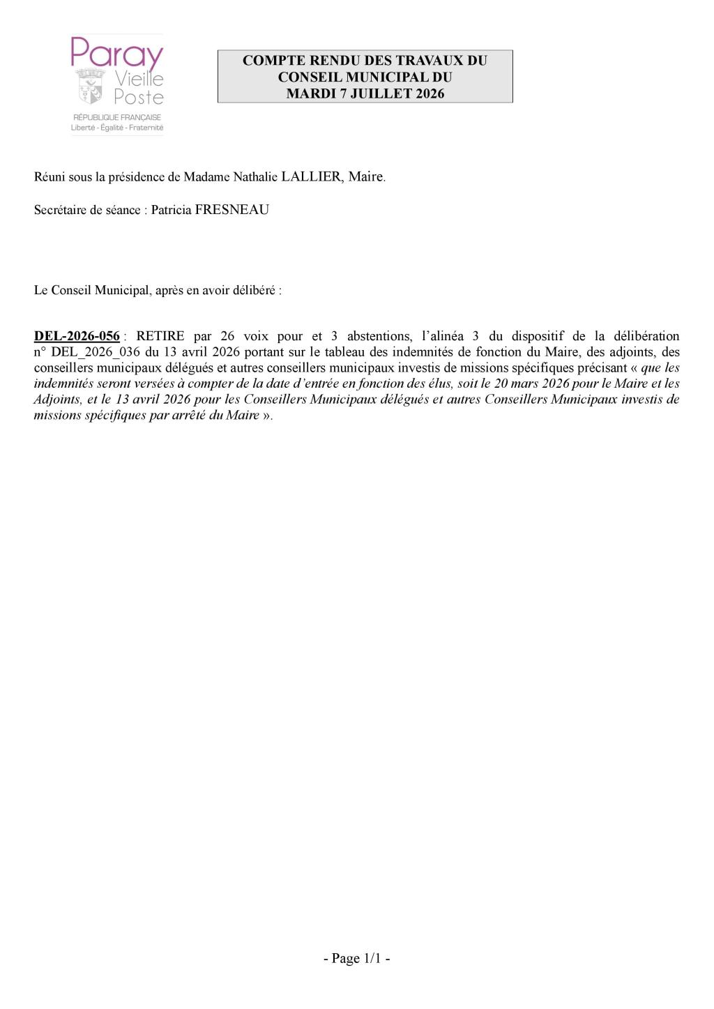 À Paray-Vieille-Poste, la maire fait retirer la délibération prévoyant un versement rétroactif des indemnités des élus (Savigny, méfie-toi)