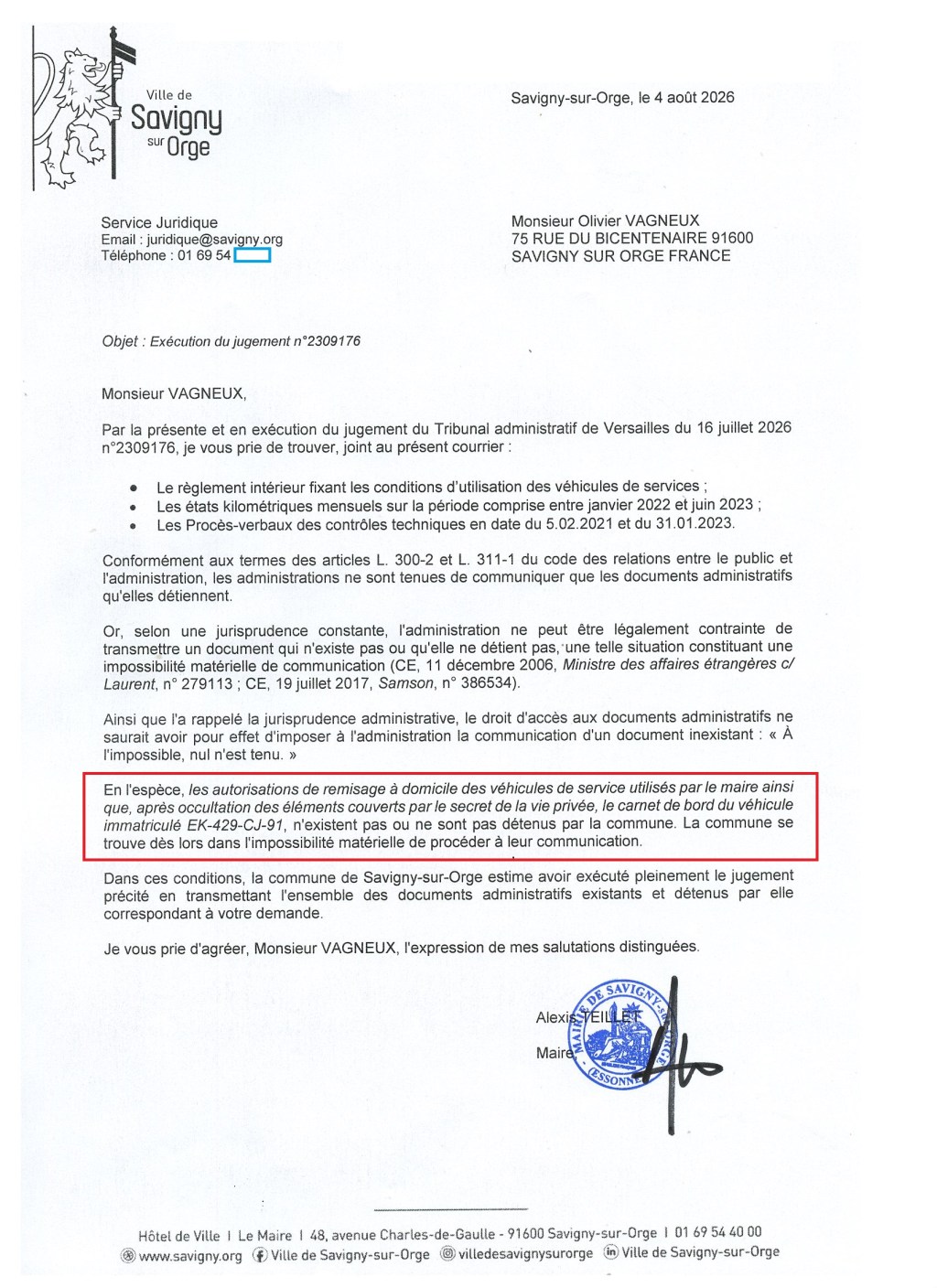 Pourquoi personne ne sera surpris que je révèle qu&rsquo;Alexis TEILLET ne dispose d&rsquo;aucune autorisation de remisage de la voiture de la mairie à son domicile et qu&rsquo;il ne remplit aucun carnet de bord&nbsp;?