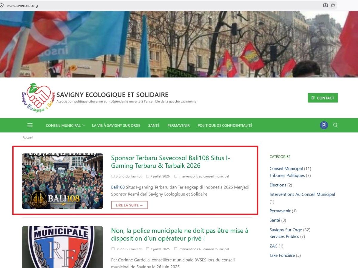 Lol, le site internet de l&rsquo;association « Savigny écologique et solidaire » racheté par les Indonésiens…