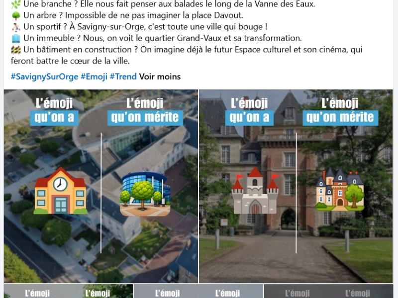 À défaut de savoir copier le contenu de PDF, les nanas du service communication de la Mairie de Savigny-sur-Orge sont au moins capables de créer des&nbsp;émojis
